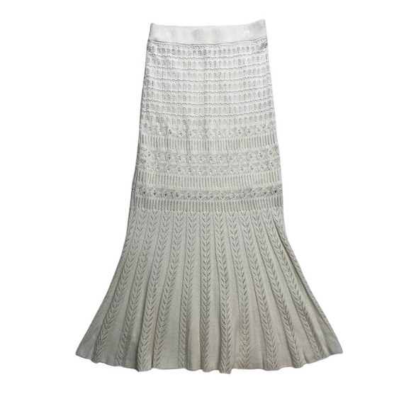 Z Supply Dresses & Skirts - Z SUPPLY Womens Cream Pointelle Knit Maxi Skirt ZK251498 Small Ivory Boho